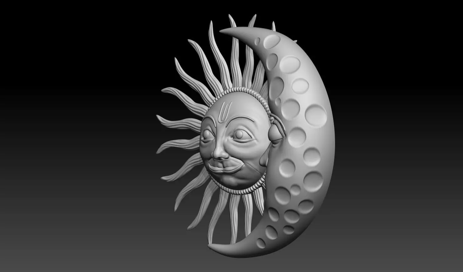 Sun and Moon Pendant 3D Printable Model 3D print model_3