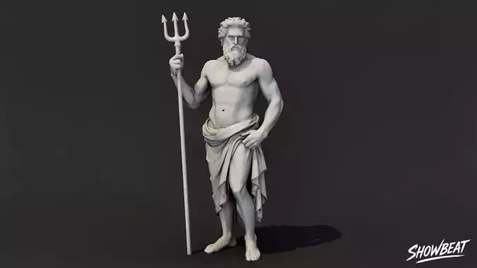 Poseidon Statue Low-poly 3D model