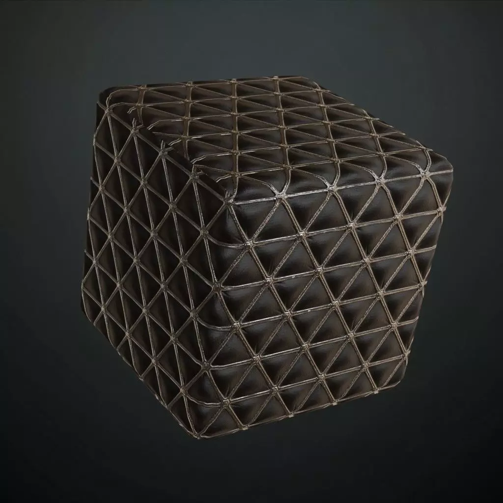 Quilted Geometric Leather Fabric PBR SEAMLESS Texture_4