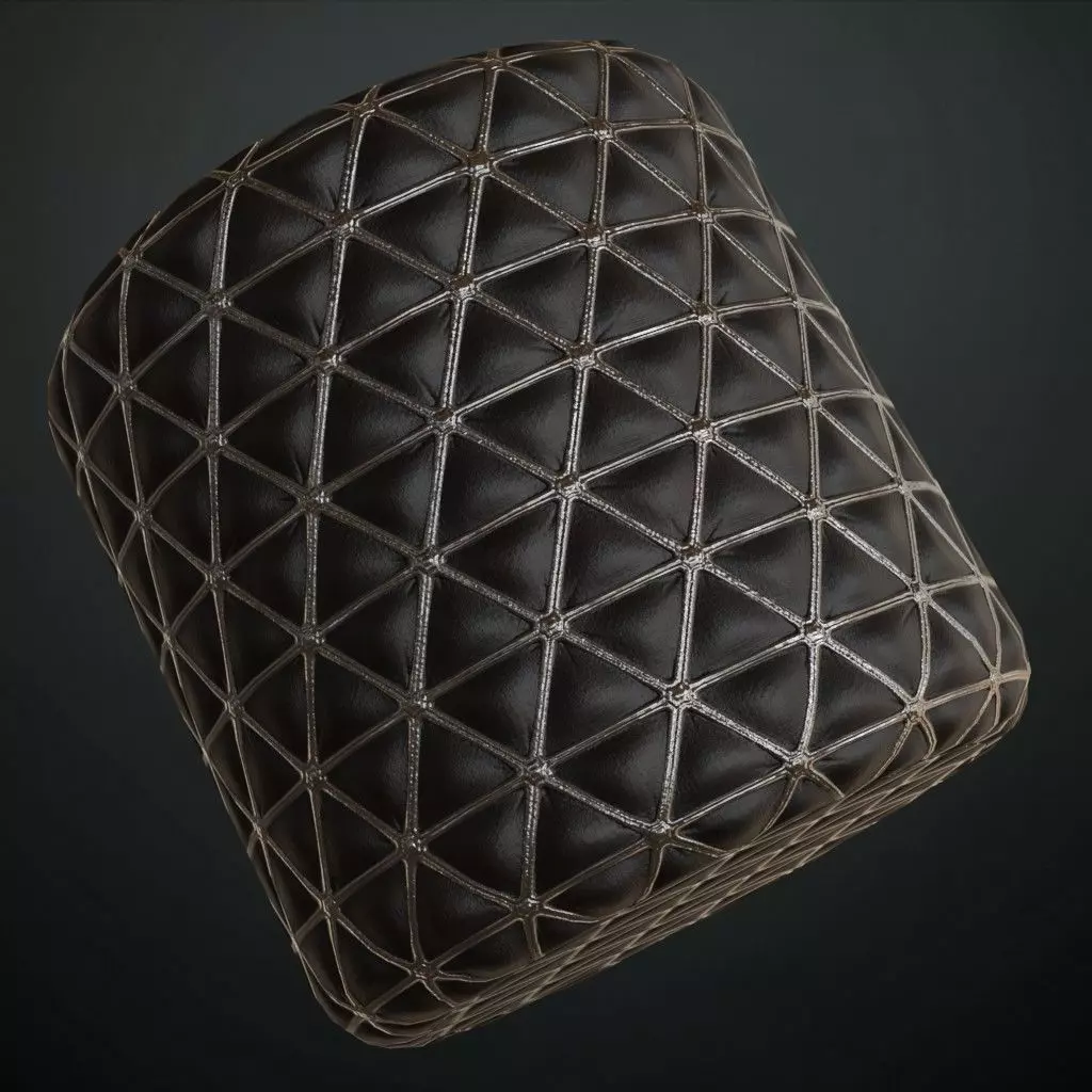 Quilted Geometric Leather Fabric PBR SEAMLESS Texture_1