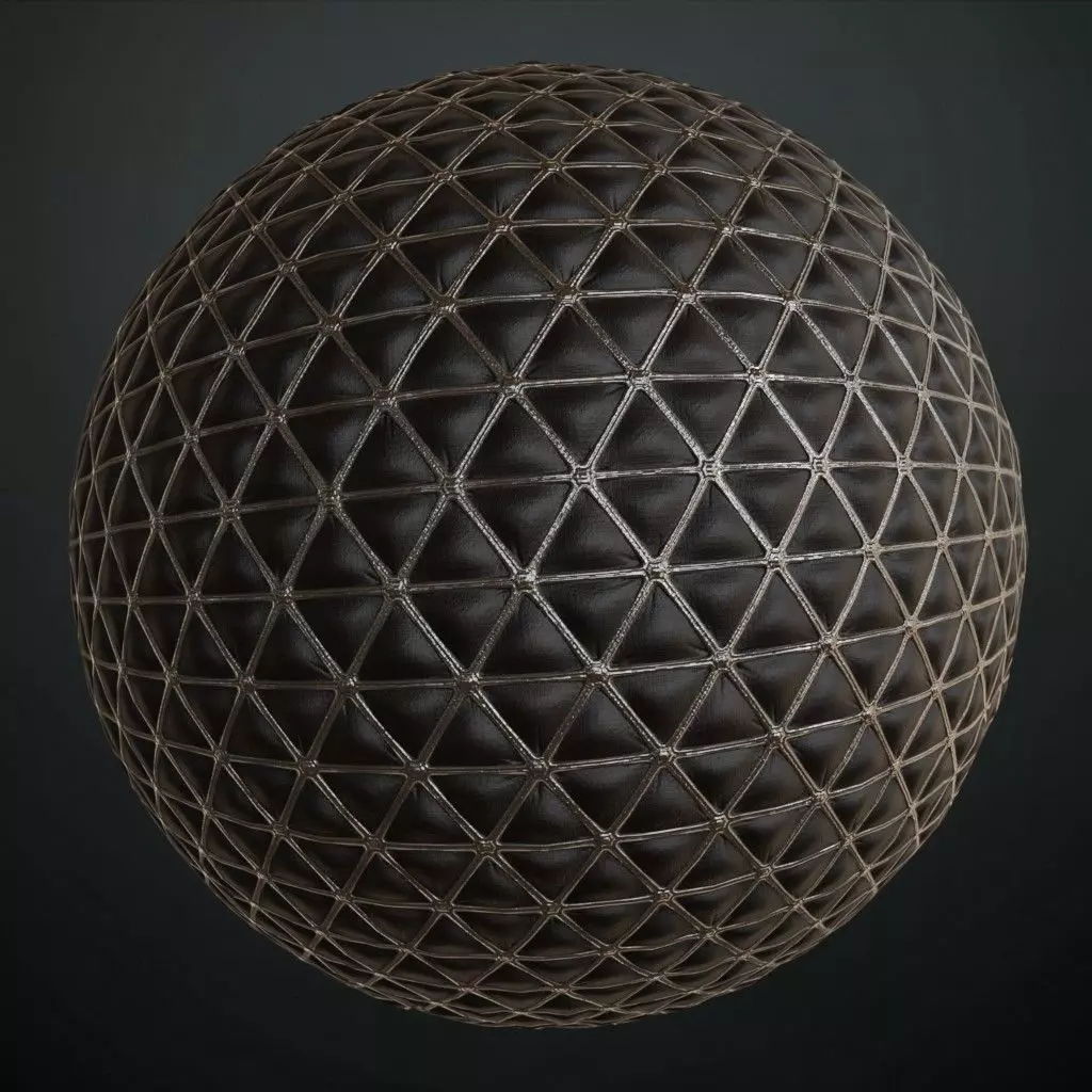 Quilted Geometric Leather Fabric PBR SEAMLESS Texture_0