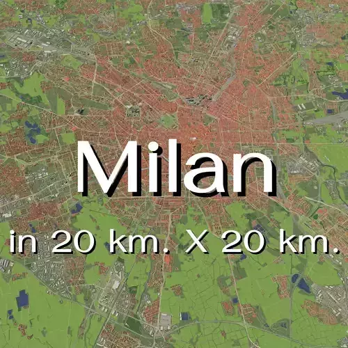 Milan Italy in  20 km x 20 km - city and urban