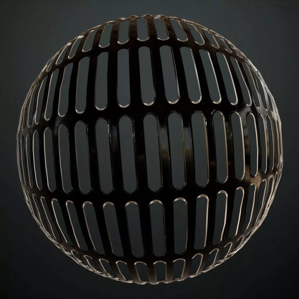 Black Glossy Metal Grille Panel PBR SEAMLESS Texture_0