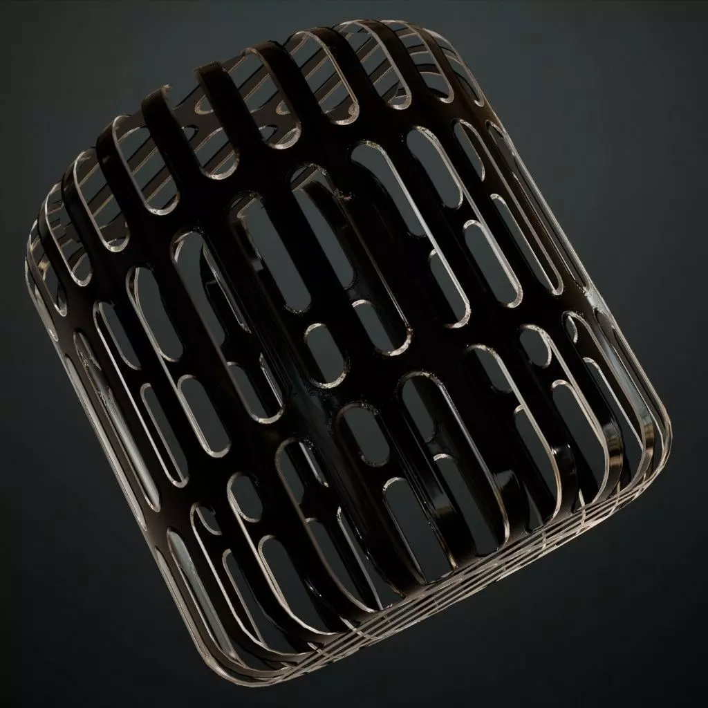 Black Glossy Metal Grille Panel PBR SEAMLESS Texture_1