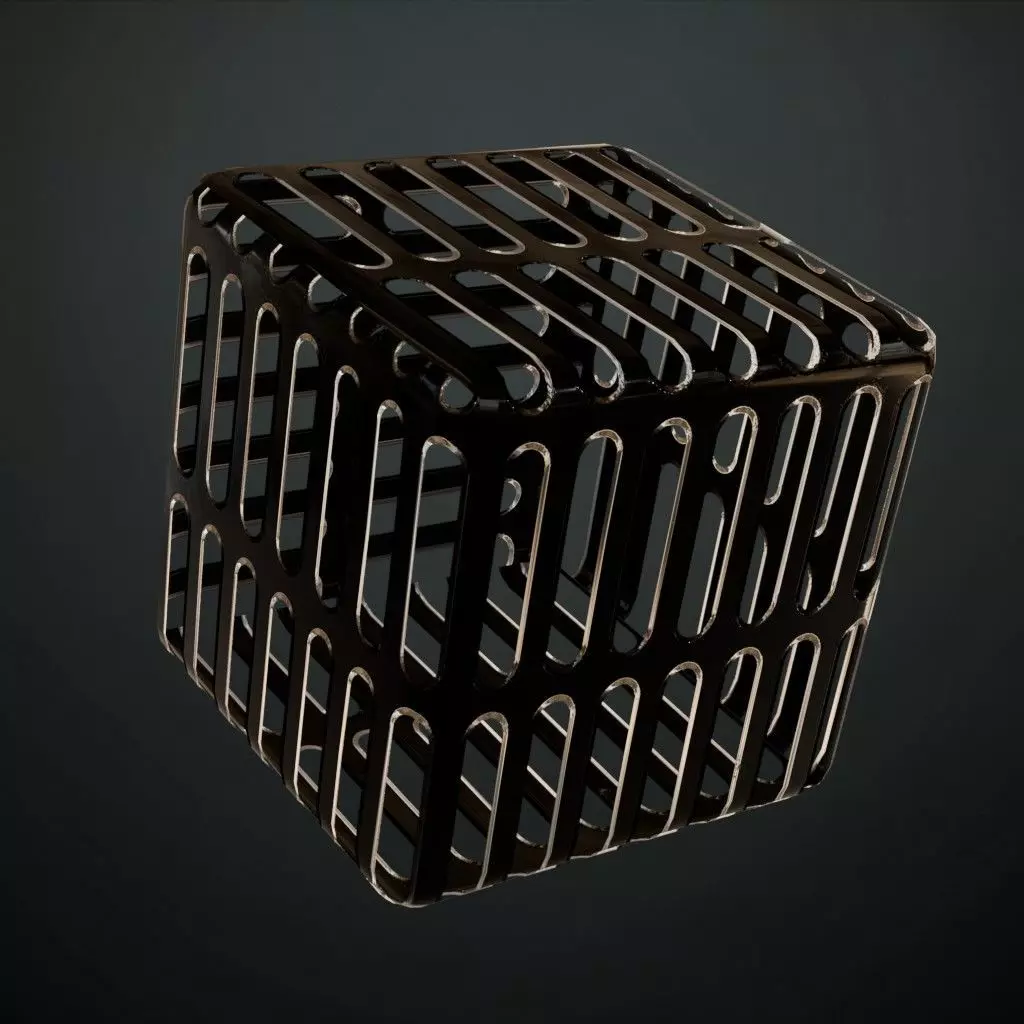 Black Glossy Metal Grille Panel PBR SEAMLESS Texture_4