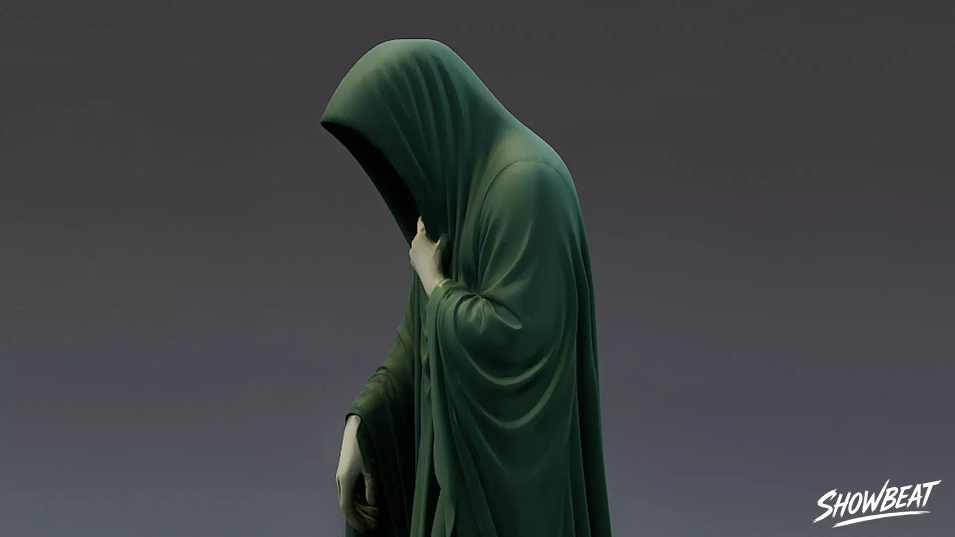 Ghost Statue Bowed Figure Low-poly 3D model_6