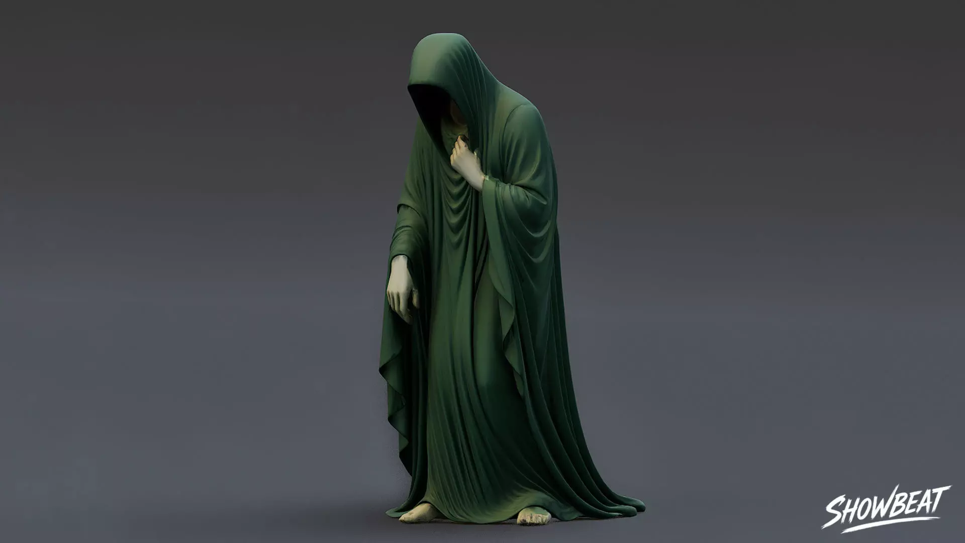 Ghost Statue Bowed Figure Low-poly 3D model_2