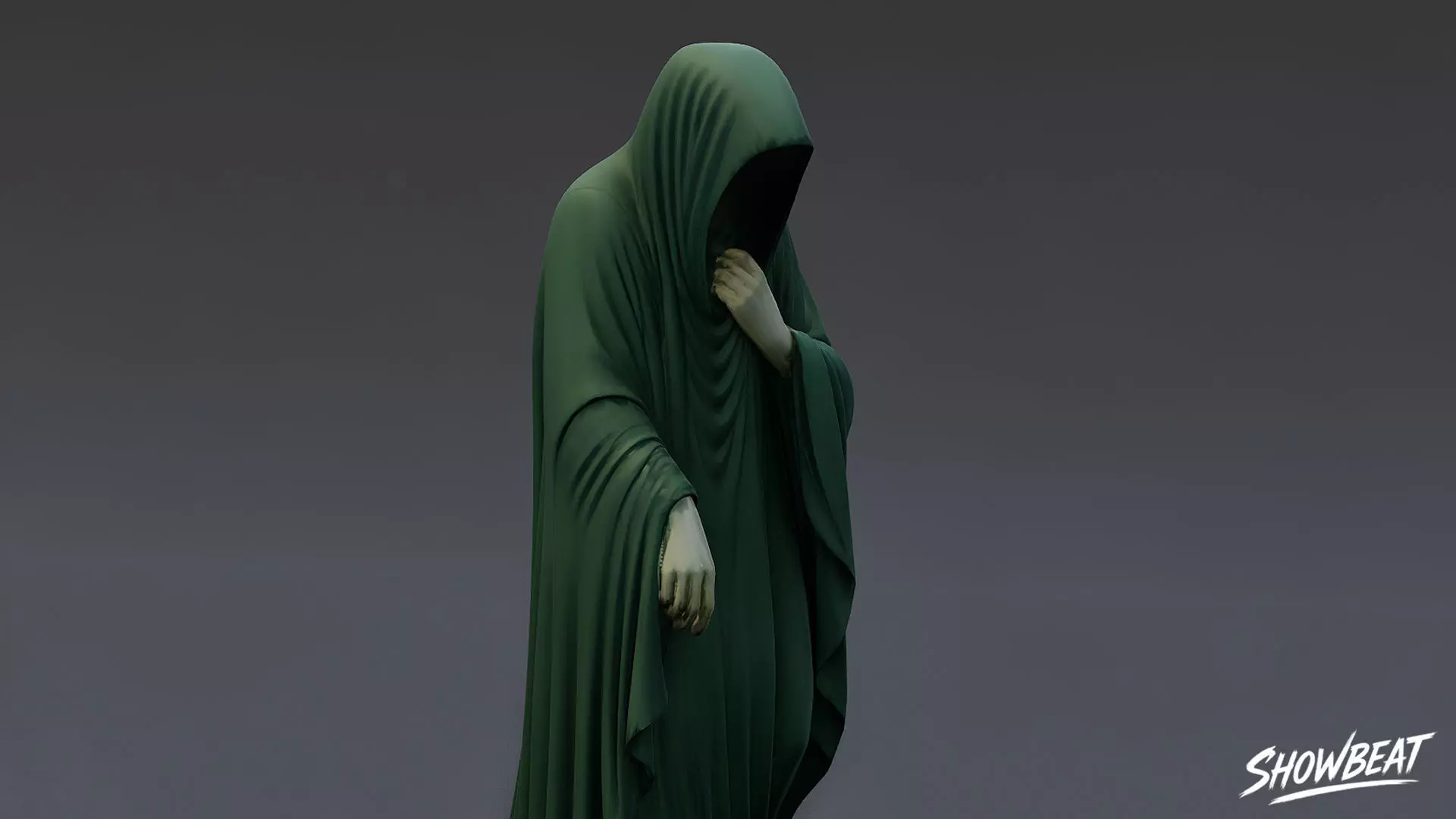 Ghost Statue Bowed Figure Low-poly 3D model_7