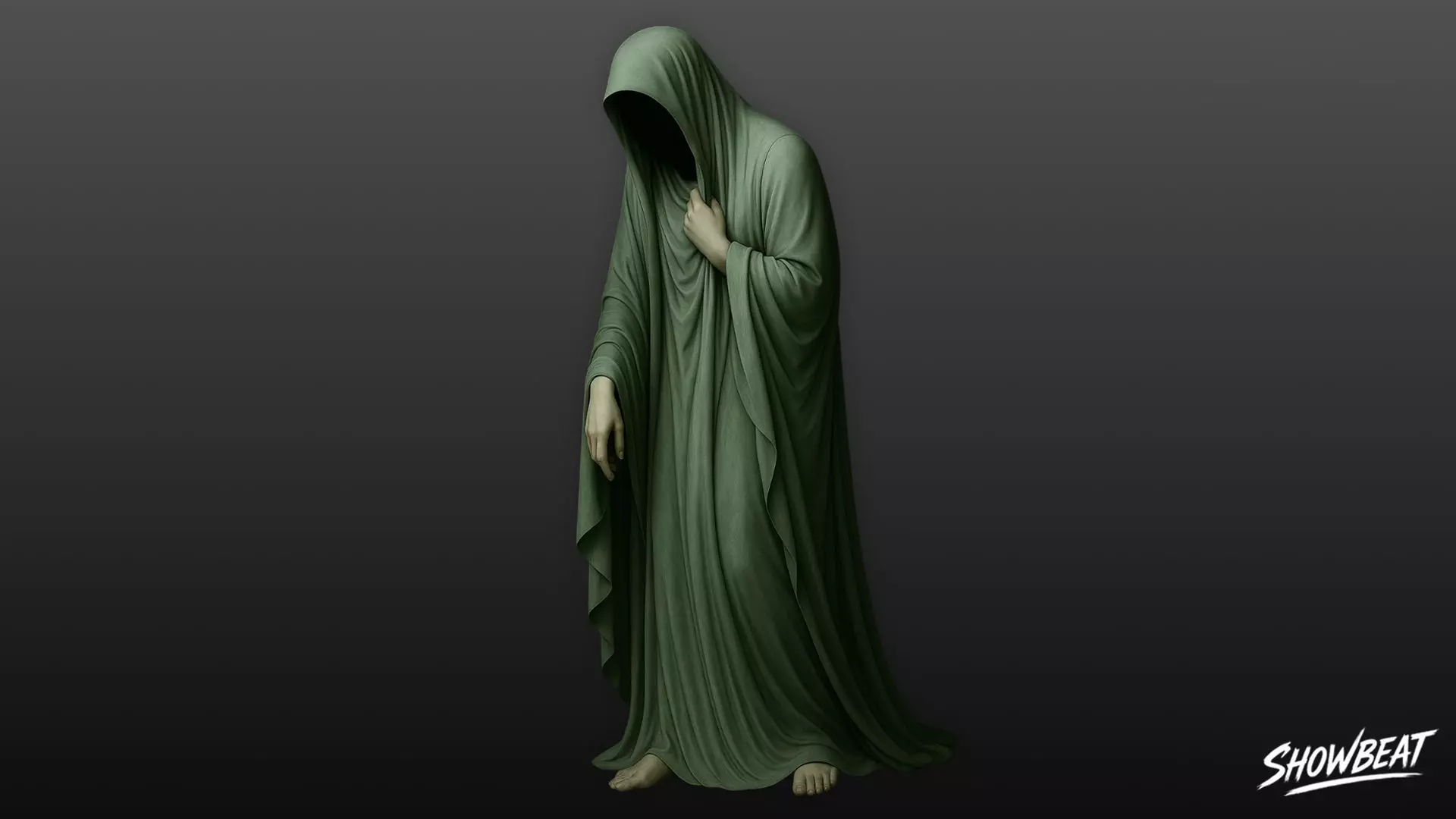 Ghost Statue Bowed Figure Low-poly 3D model_0