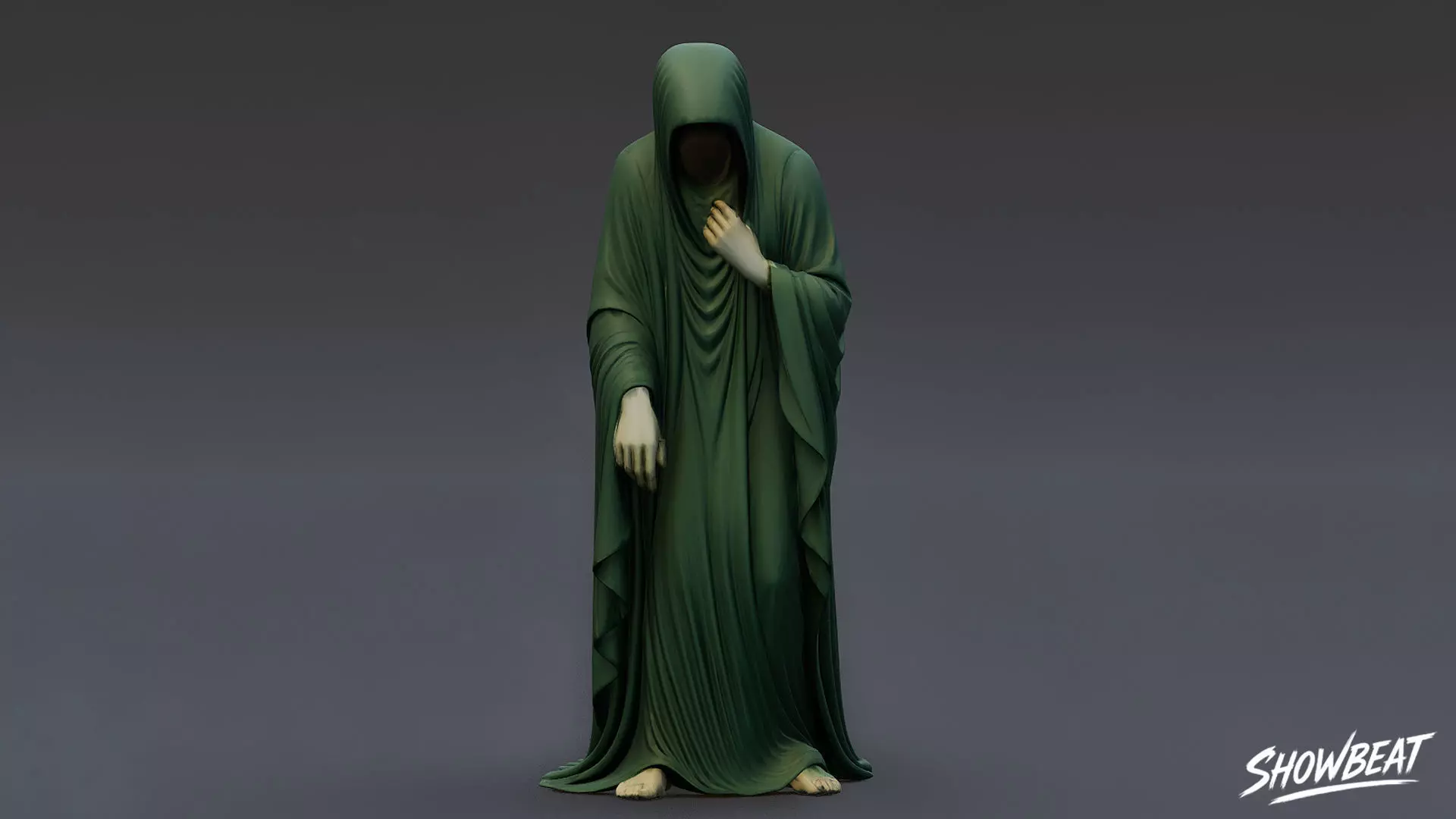 Ghost Statue Bowed Figure Low-poly 3D model_1