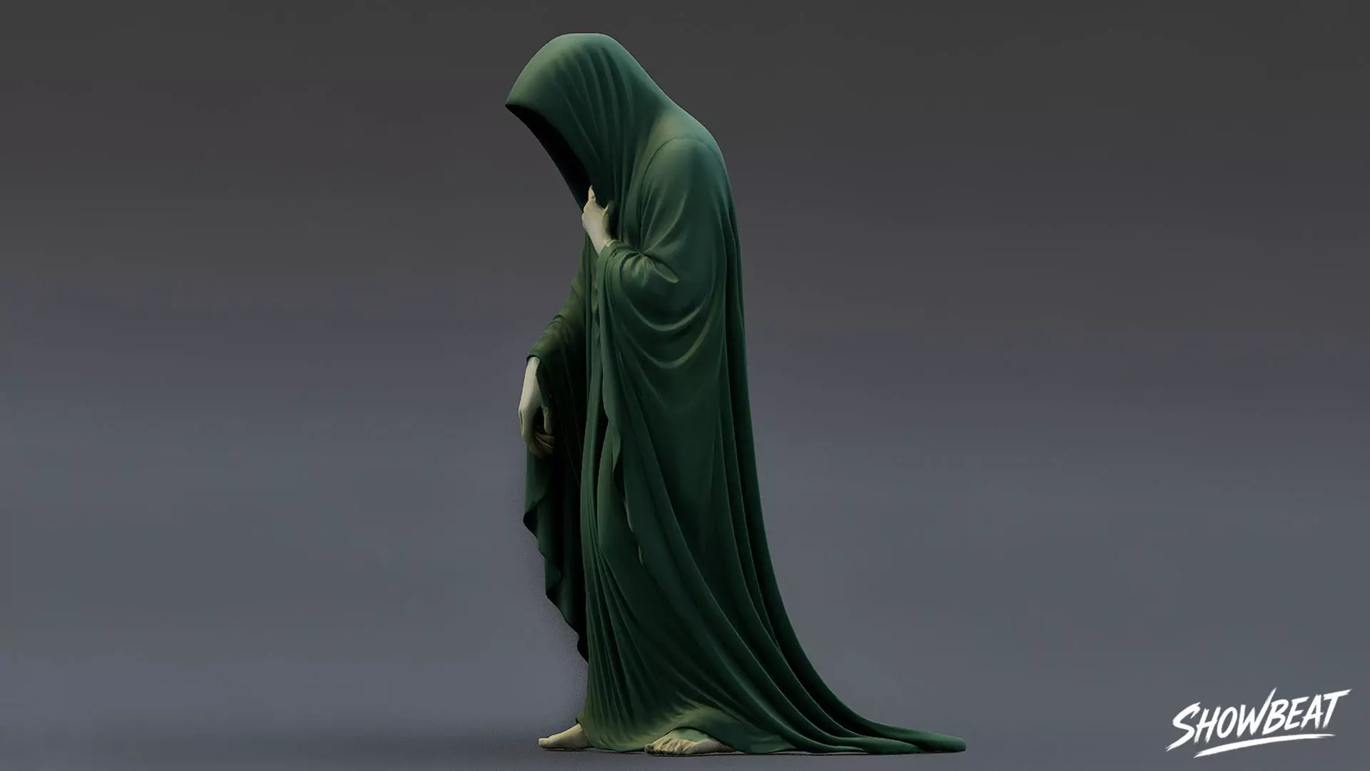 Ghost Statue Bowed Figure Low-poly 3D model_3
