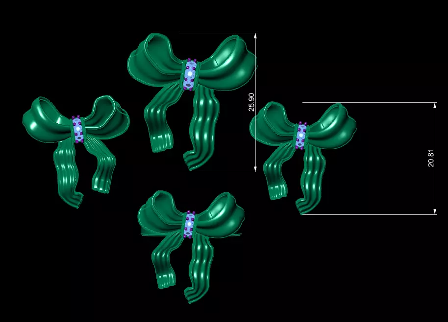 Ribbon knot locket set 3D print model_1