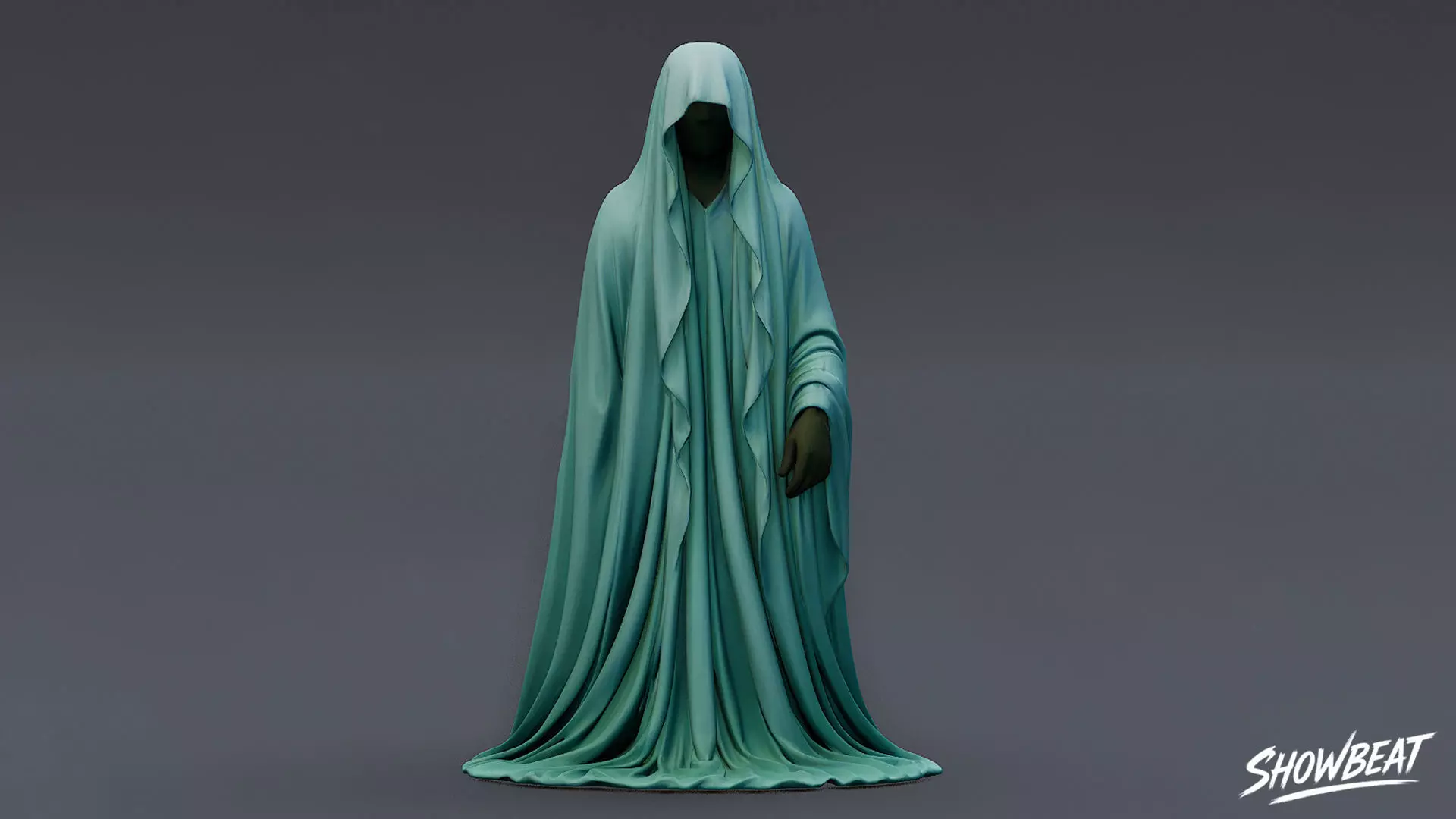 Ghost Statue Outstretched Hand Low-poly 3D model_5