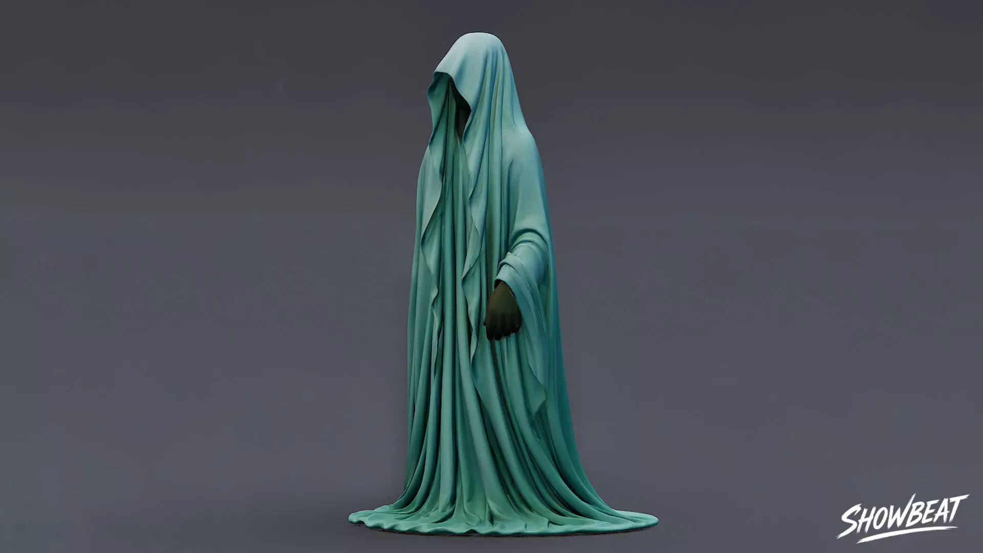 Ghost Statue Outstretched Hand Low-poly 3D model_1