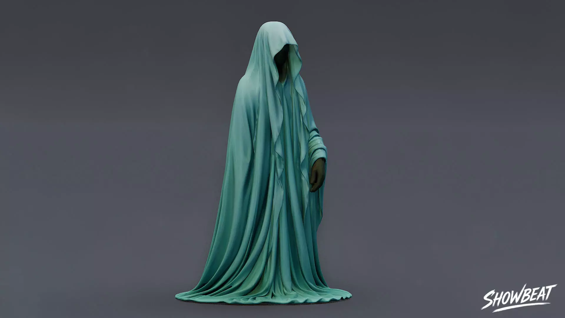 Ghost Statue Outstretched Hand Low-poly 3D model_3