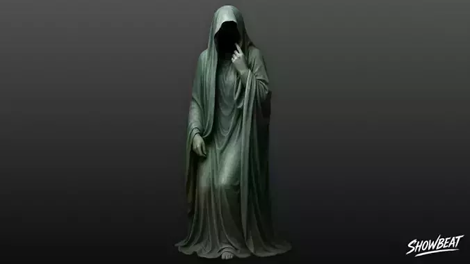 Ghost Statue Seated Hand Raised