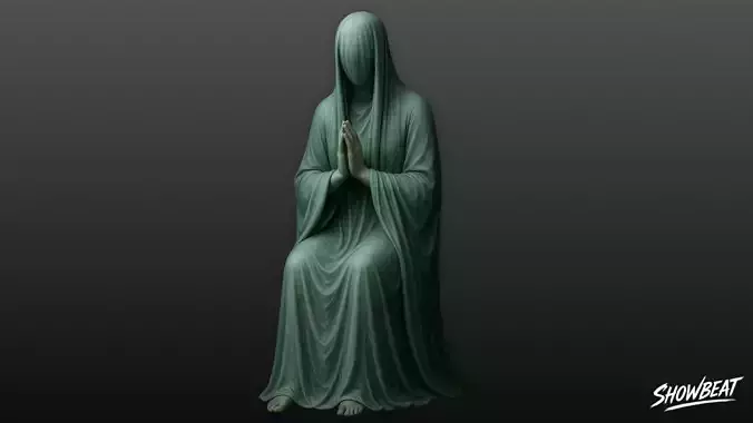 Ghost Statue Seated Praying