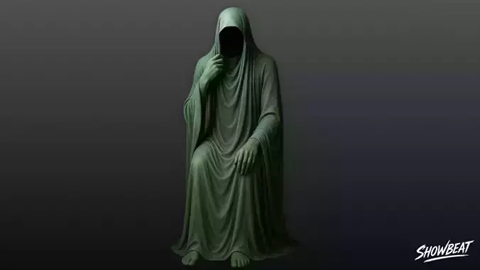 Ghost Statue Seated Thoughtful