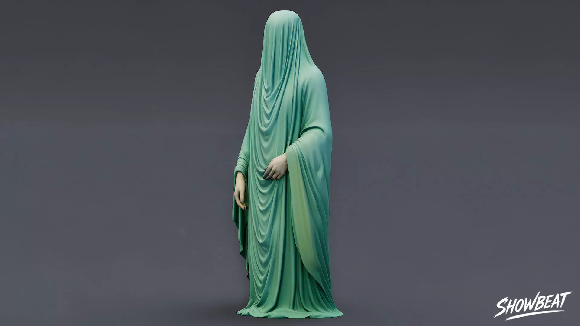 Ghost Statue Standing Draped Low-poly 3D model_2