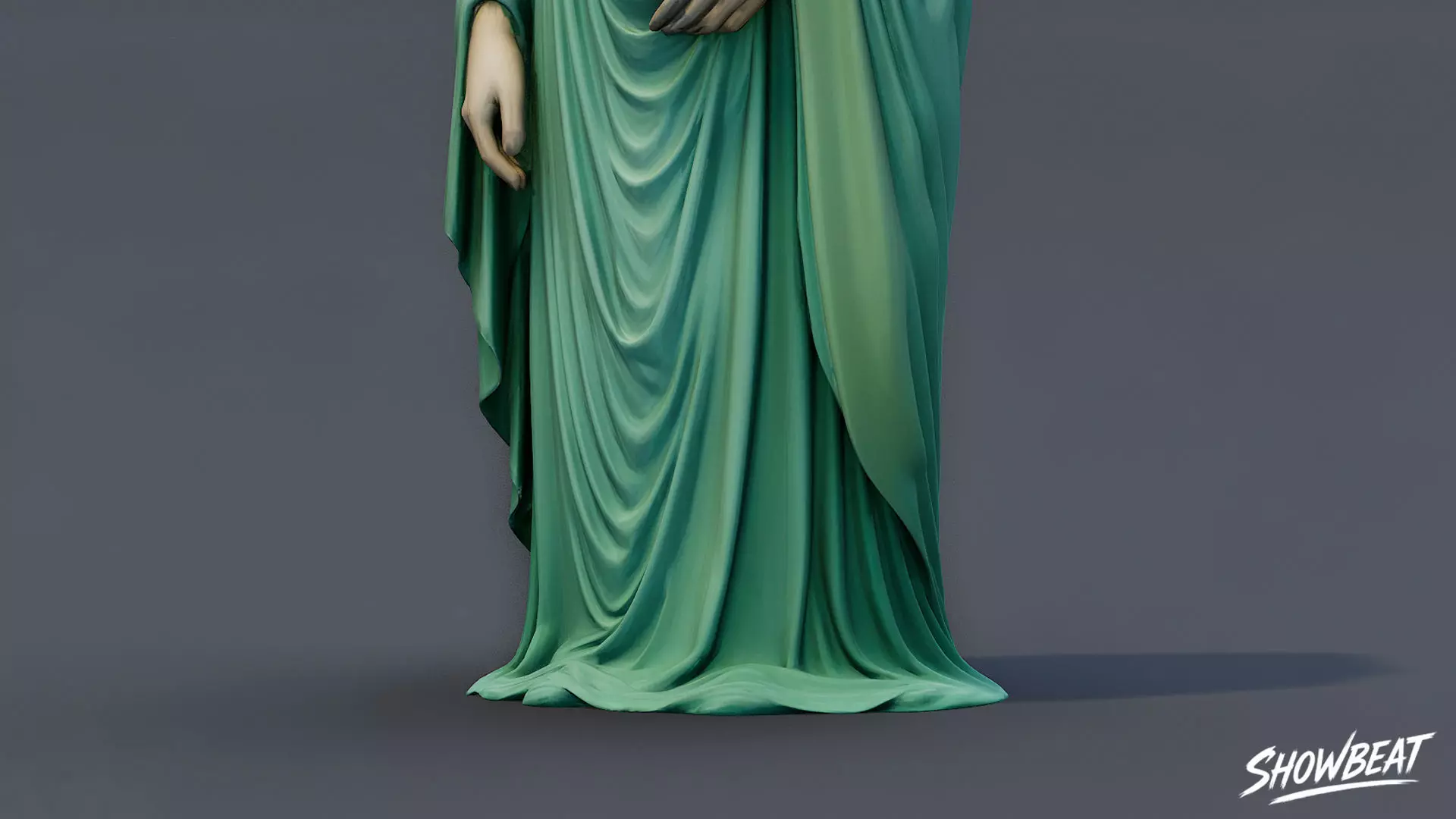 Ghost Statue Standing Draped Low-poly 3D model_7