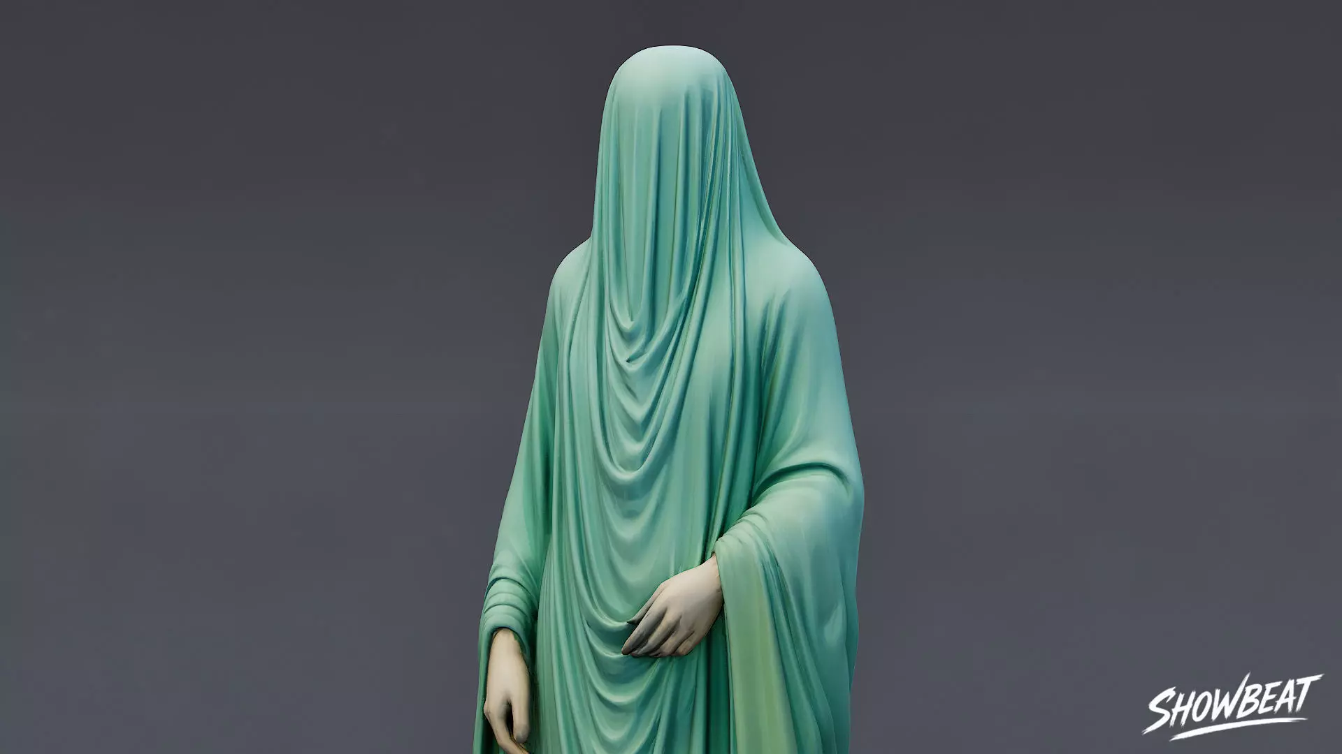 Ghost Statue Standing Draped Low-poly 3D model_6