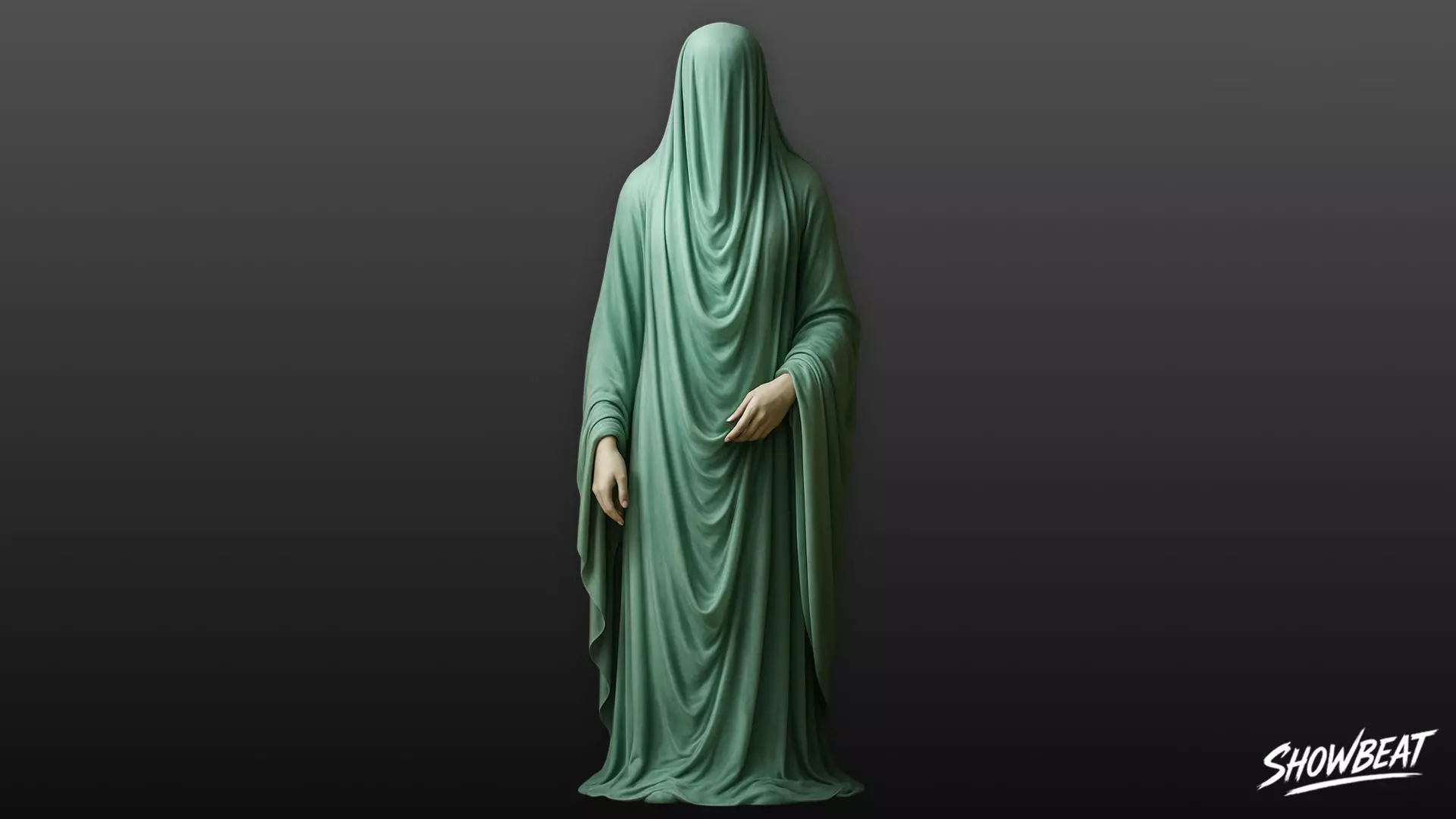 Ghost Statue Standing Draped Low-poly 3D model_0