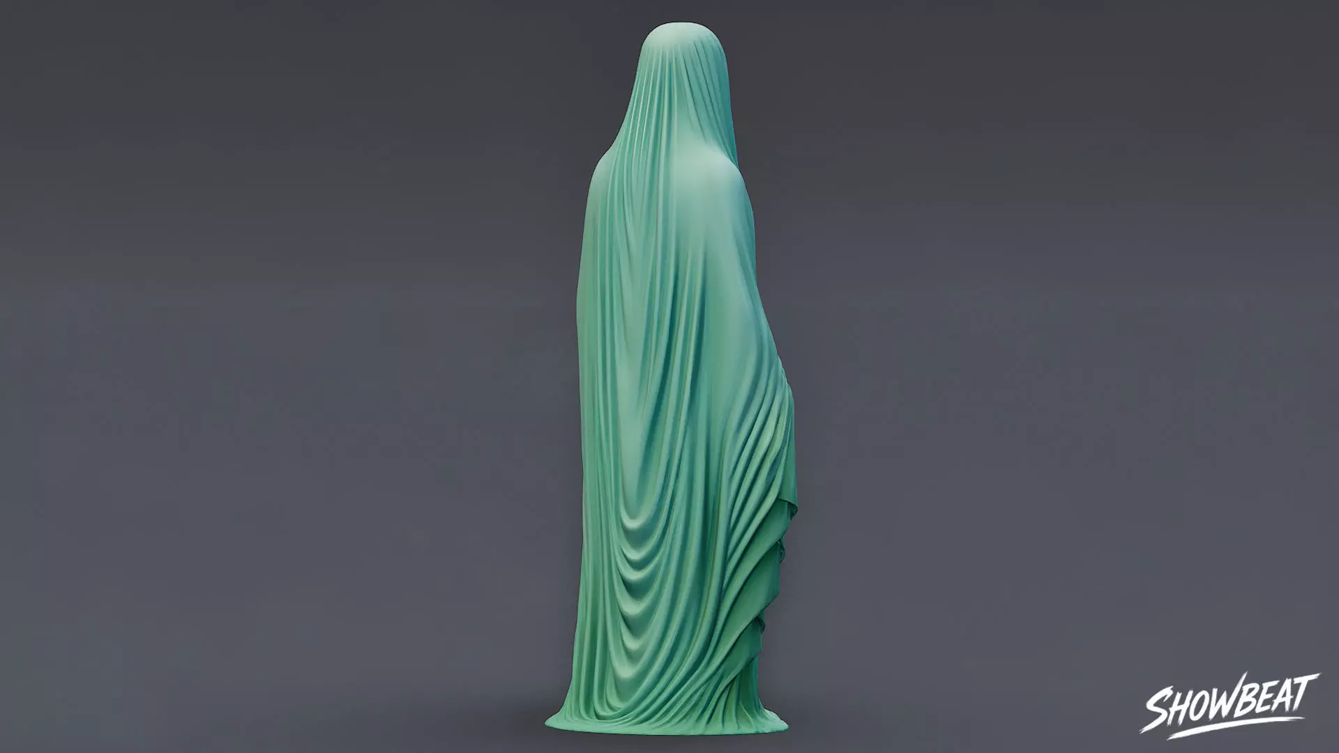 Ghost Statue Standing Draped Low-poly 3D model_4