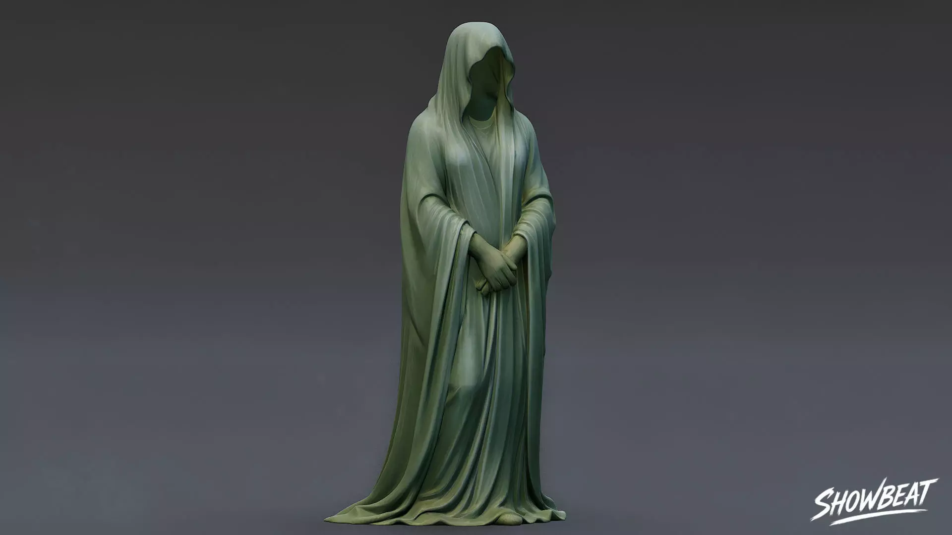 Ghost Statue Standing Hands Folded Low-poly 3D model_5