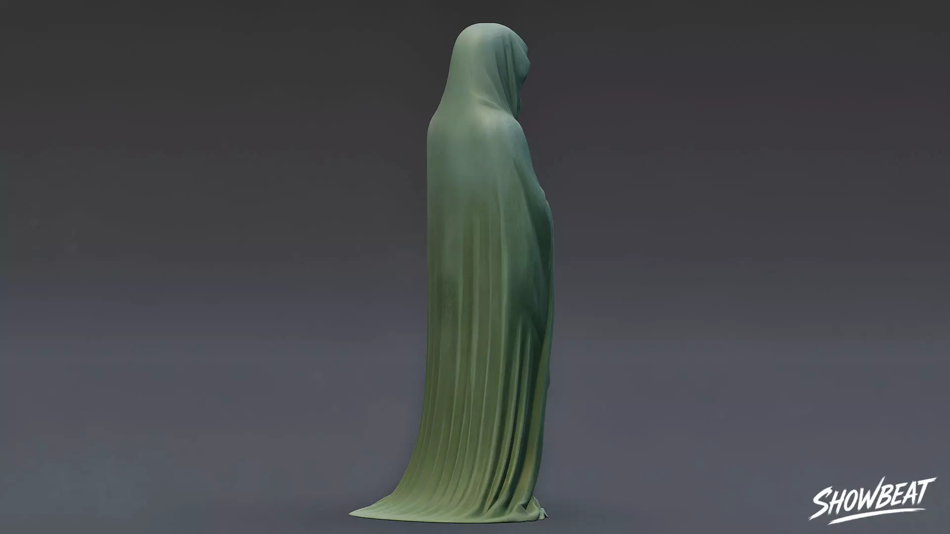 Ghost Statue Standing Hands Folded Low-poly 3D model_4