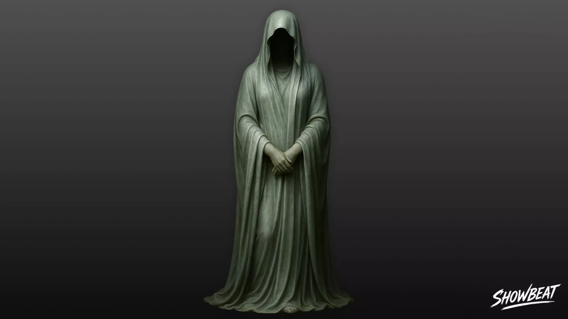 Ghost Statue Standing Hands Folded Low-poly 3D model_0