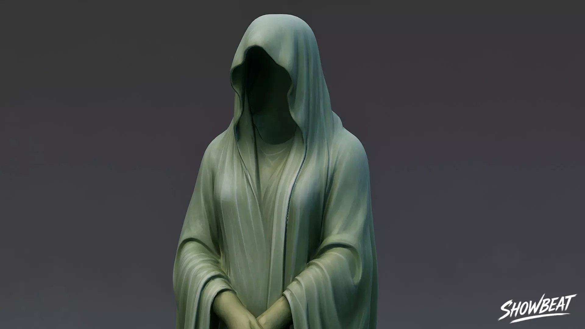Ghost Statue Standing Hands Folded Low-poly 3D model_6