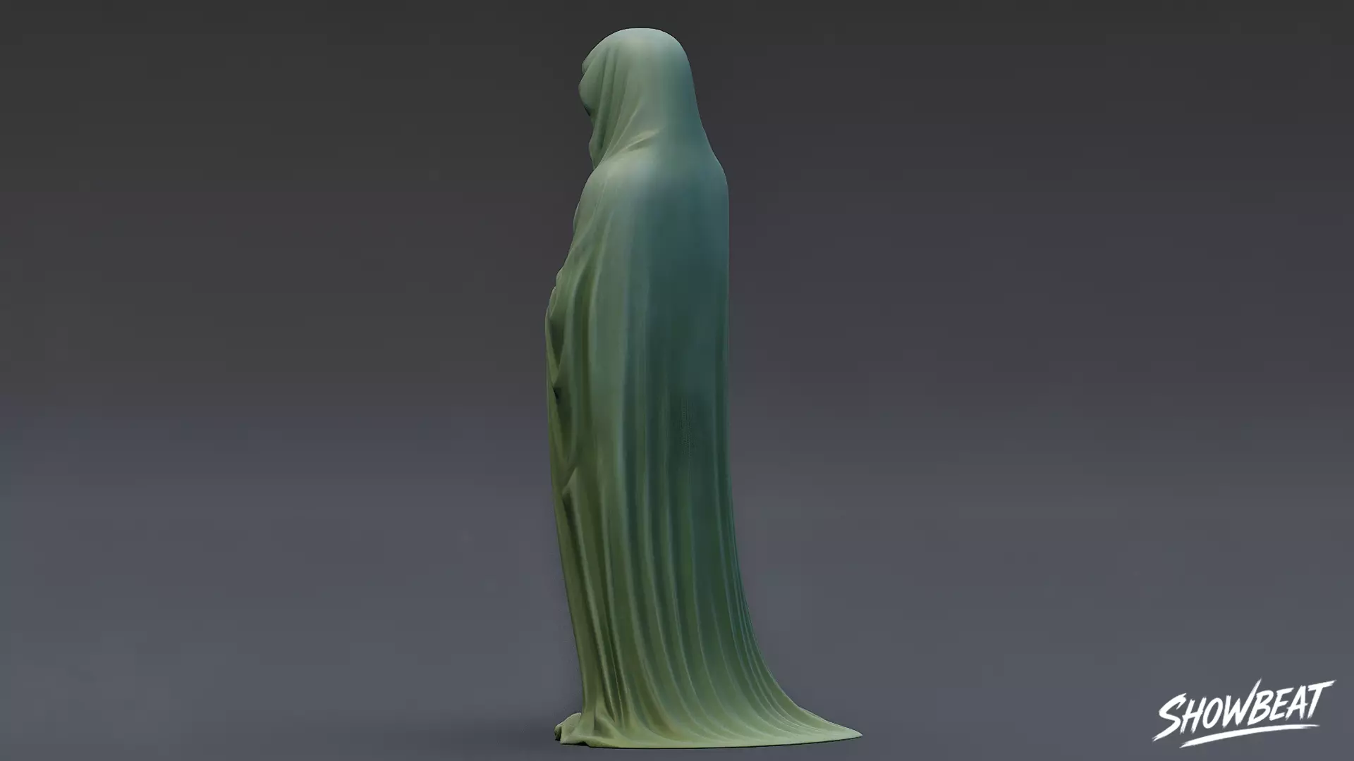 Ghost Statue Standing Hands Folded Low-poly 3D model_3