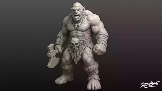 Ogre Warrior Attack Ready Statue Low-poly 3D model