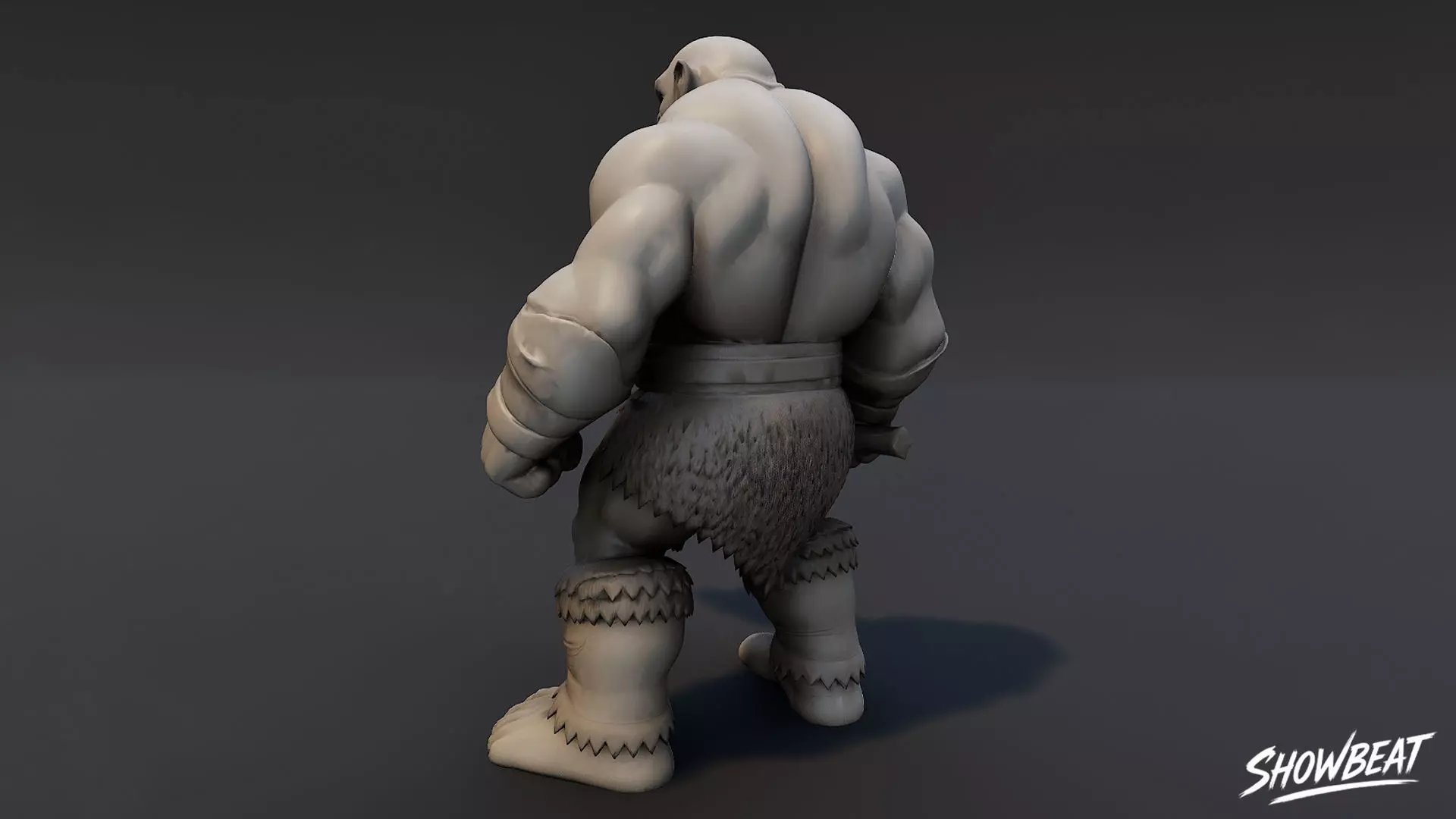 Ogre Warrior Attack Ready Statue Low-poly 3D model_4