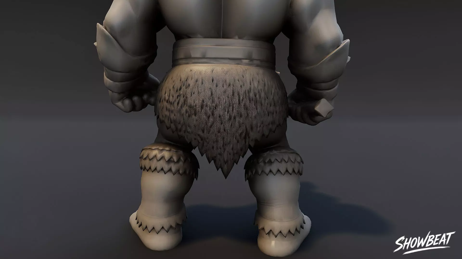 Ogre Warrior Attack Ready Statue Low-poly 3D model_9