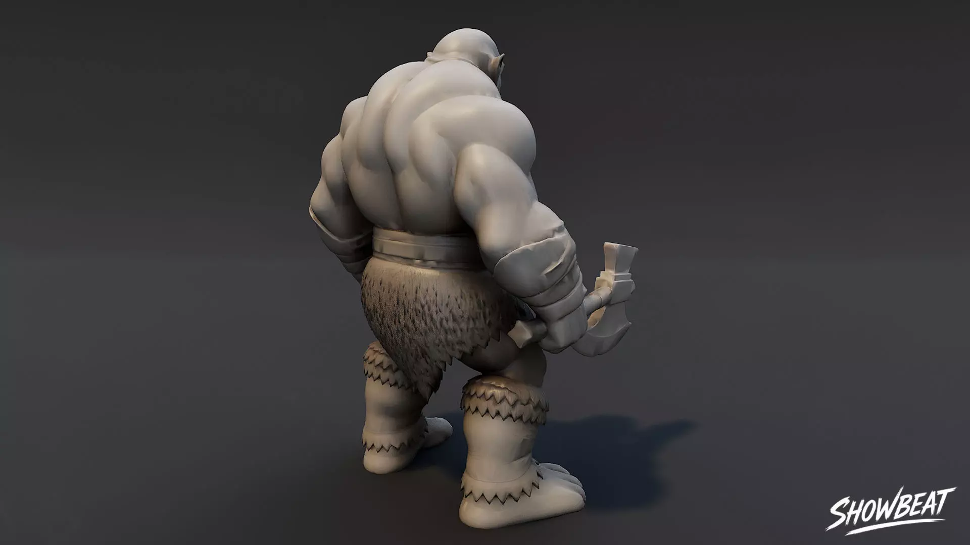 Ogre Warrior Attack Ready Statue Low-poly 3D model_5