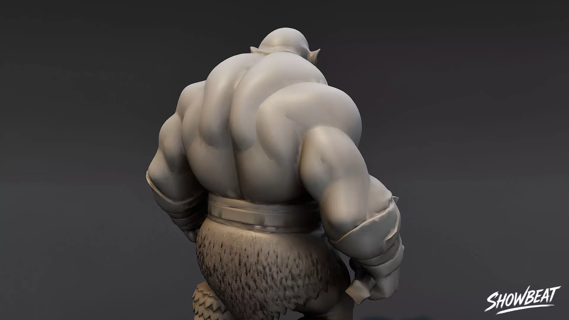 Ogre Warrior Attack Ready Statue Low-poly 3D model_1