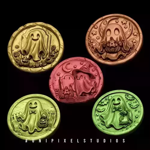 Cute Ghost Halloween STL set of 5
