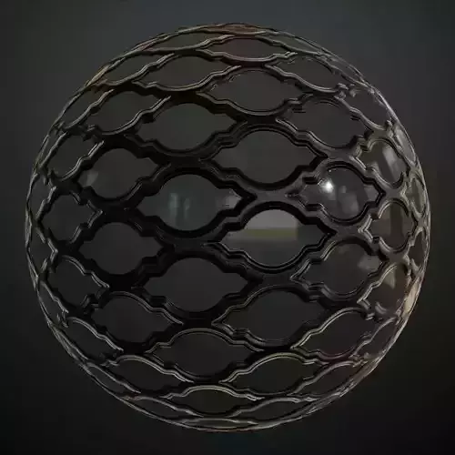 Dark Ornate Arabesque Screen Grille PBR SEAMLESS