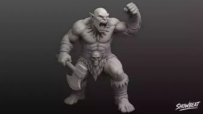 Ogre Warrior Battle Roar Statue