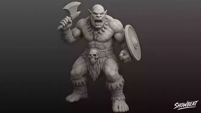 Ogre Warrior Battle Stance Statue
