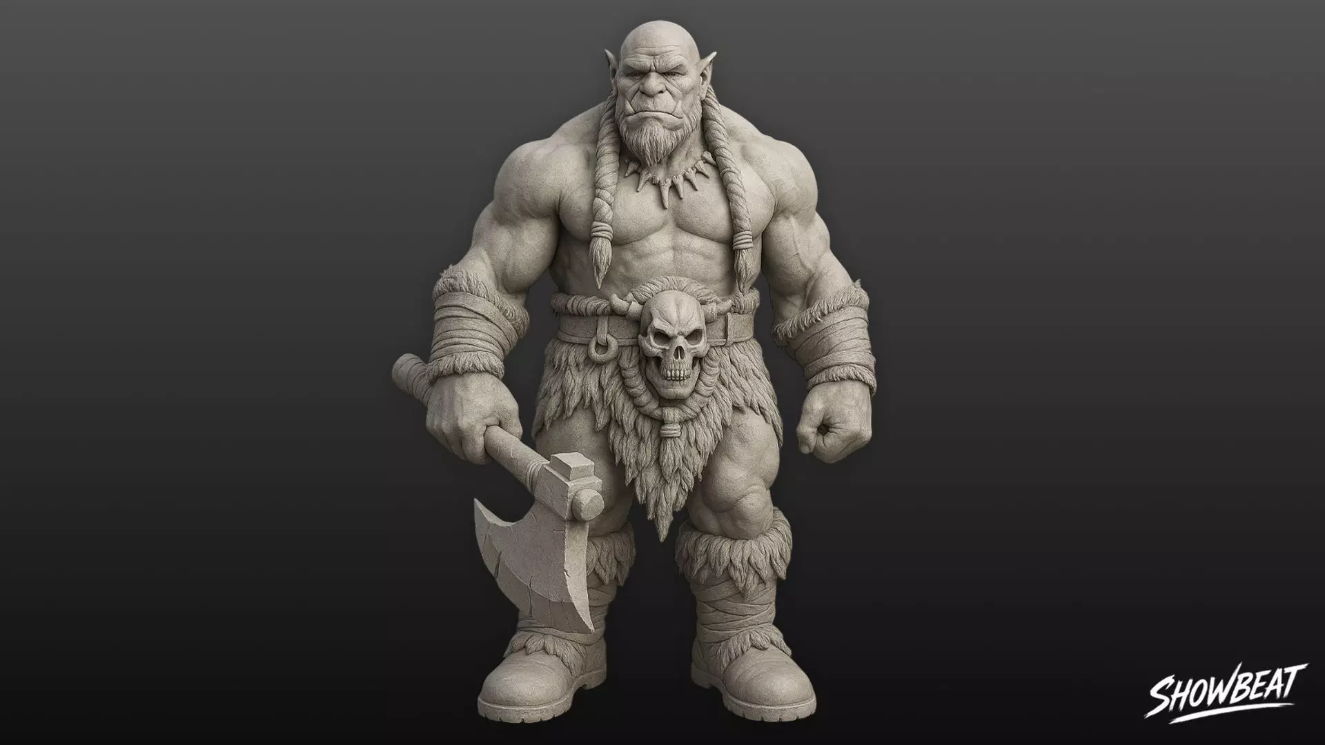 Ogre Warrior Front Guard Statue Low-poly 3D model