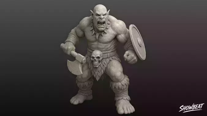 Ogre Warrior Shield Guard Statue