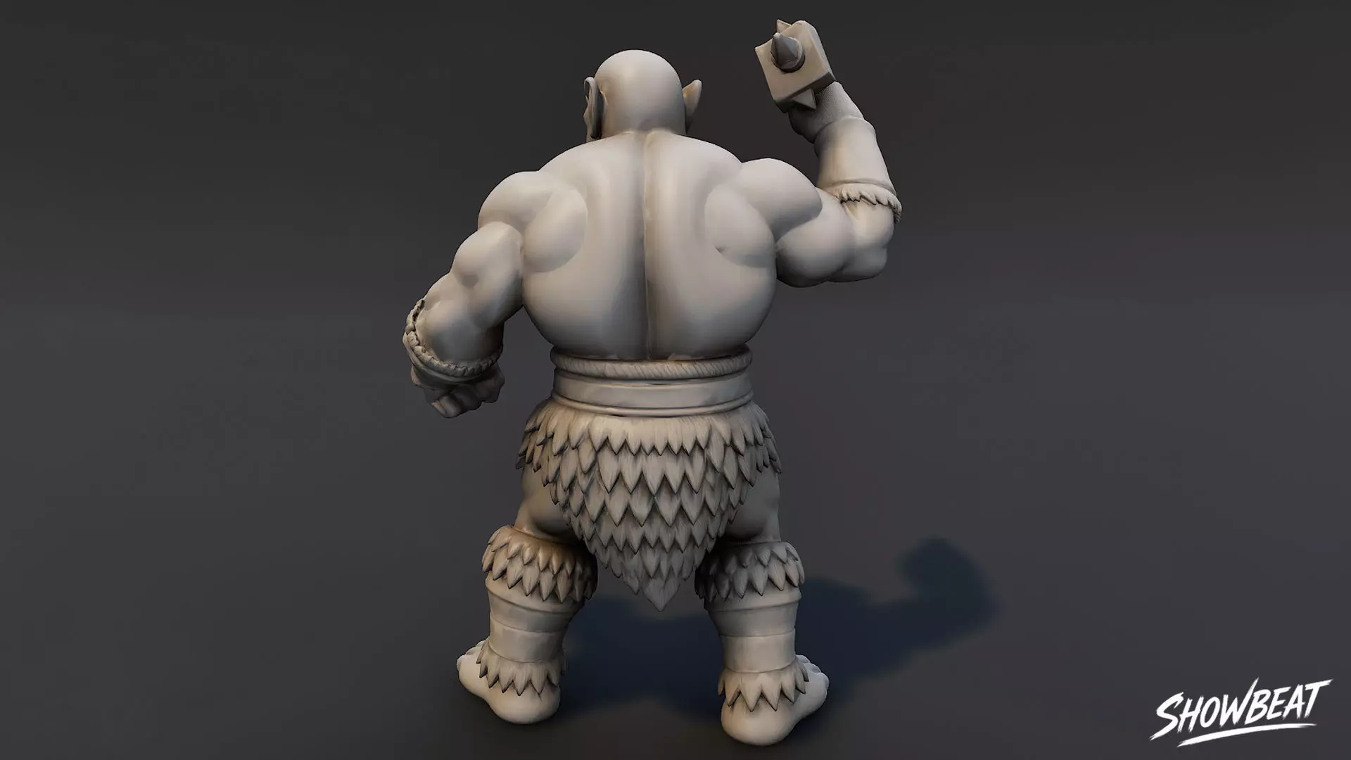 Ogre Warrior Threatening Gesture Statue Low-poly 3D model_3