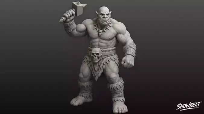 Ogre Warrior Threatening Gesture Statue Low-poly 3D model Ogre Warrior Threatening Gesture Statue Low-poly 3D model