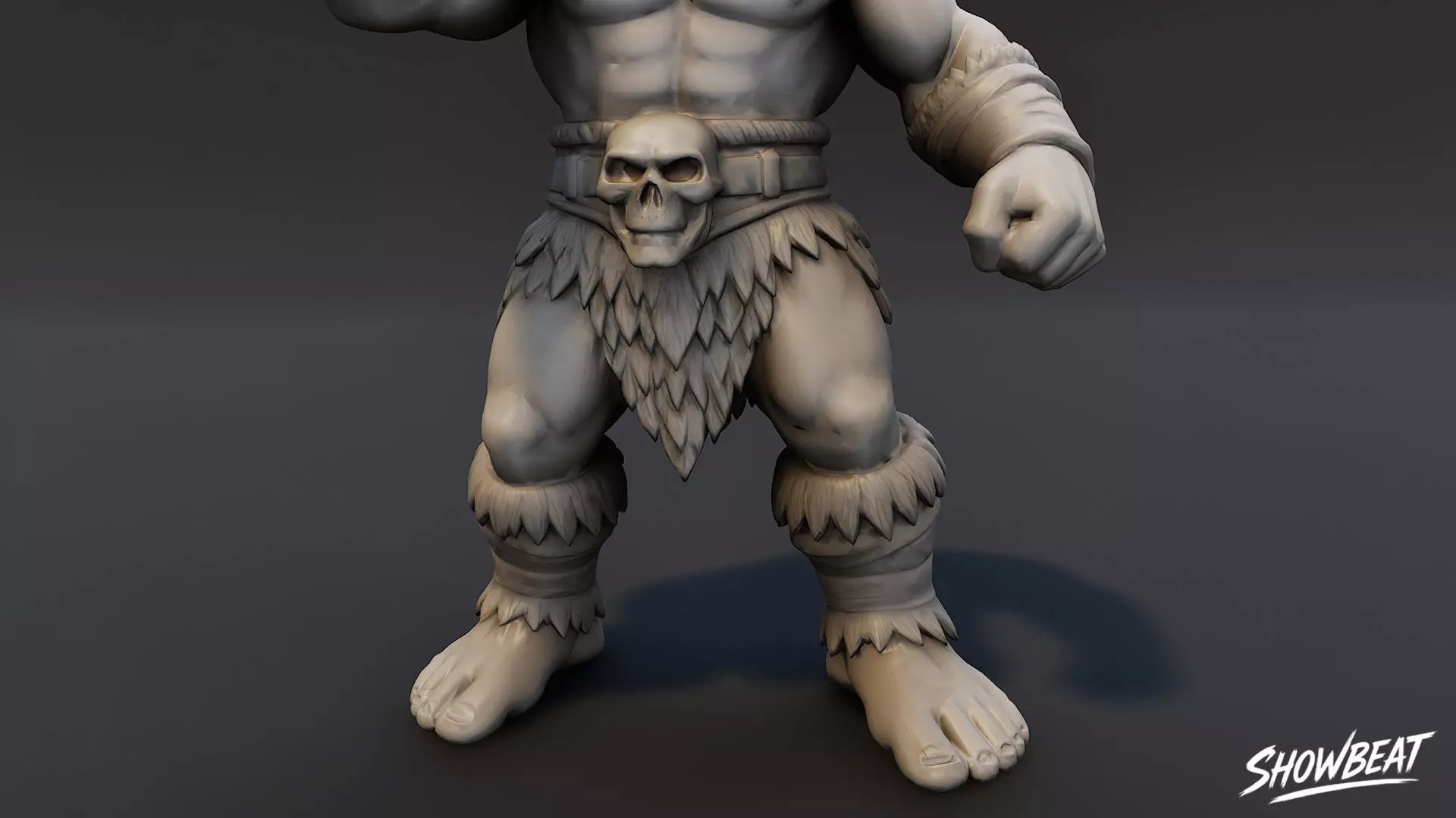 Ogre Warrior Threatening Gesture Statue Low-poly 3D model_6