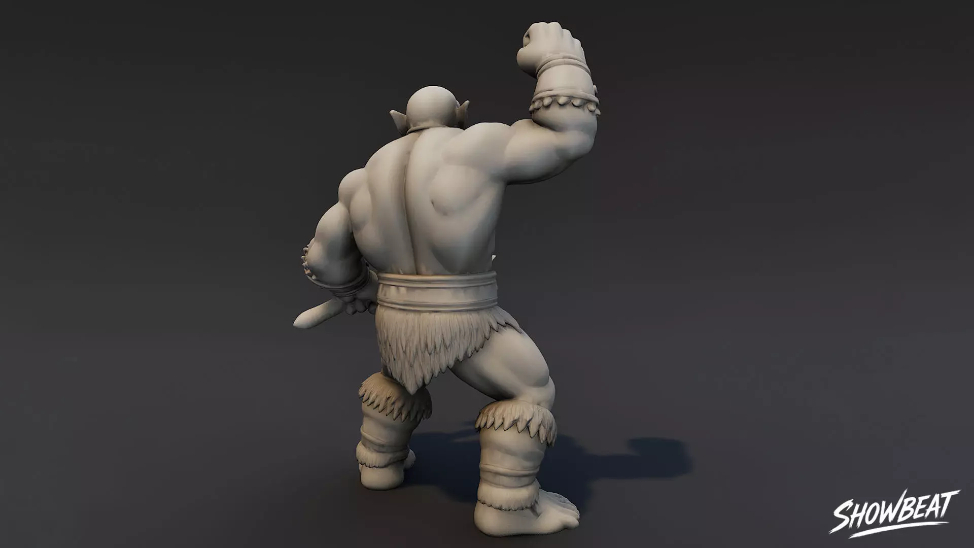 Ogre Warrior Victory Pose Statue Low-poly 3D model_4