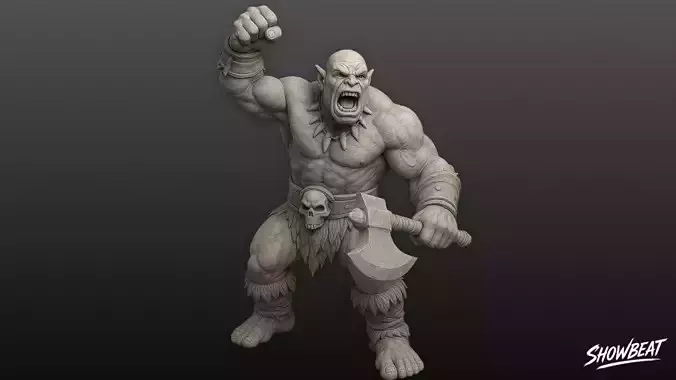 Ogre Warrior Victory Pose Statue Low-poly 3D model Ogre Warrior Victory Pose Statue Low-poly 3D model