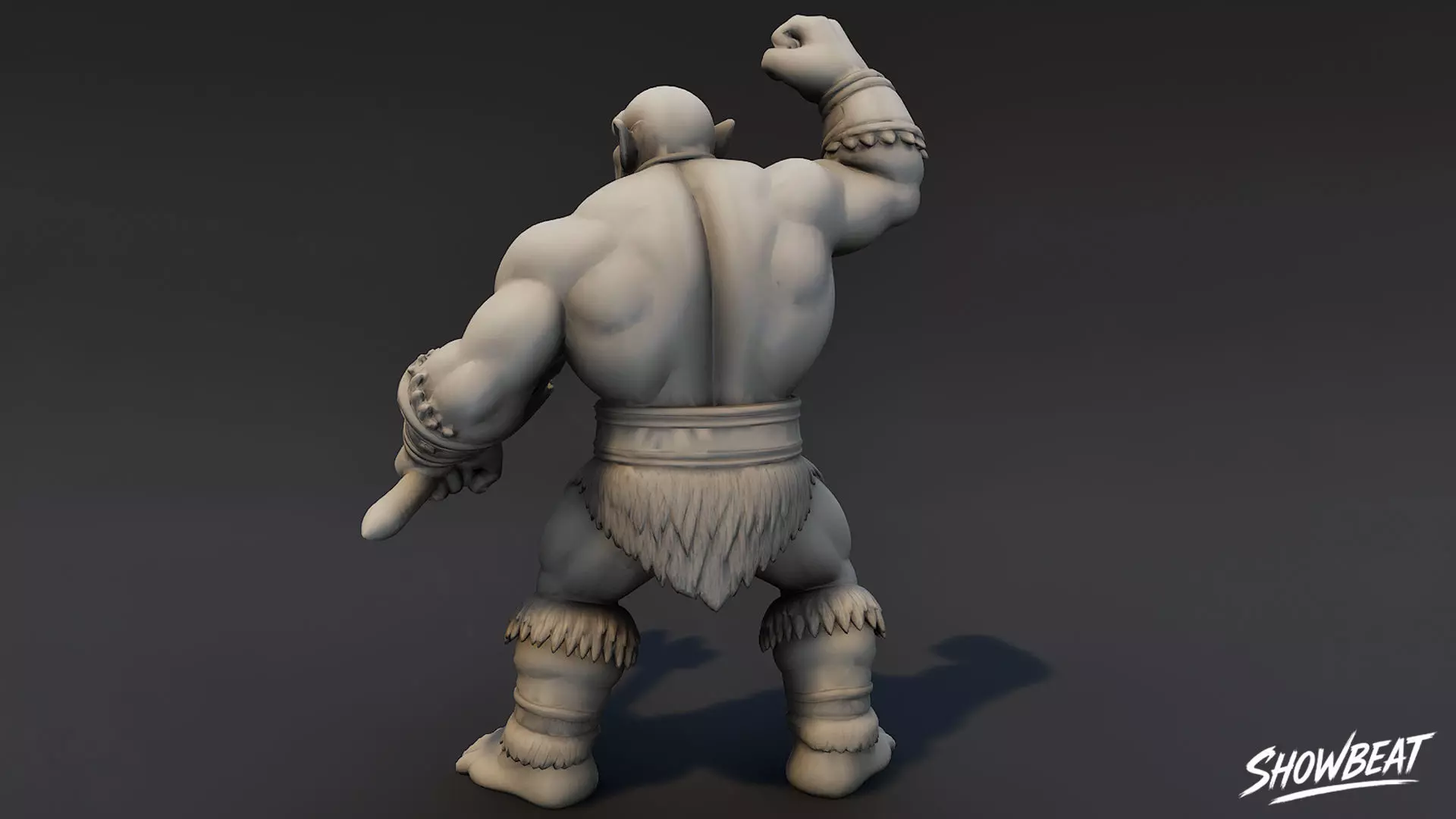 Ogre Warrior Victory Pose Statue Low-poly 3D model_3