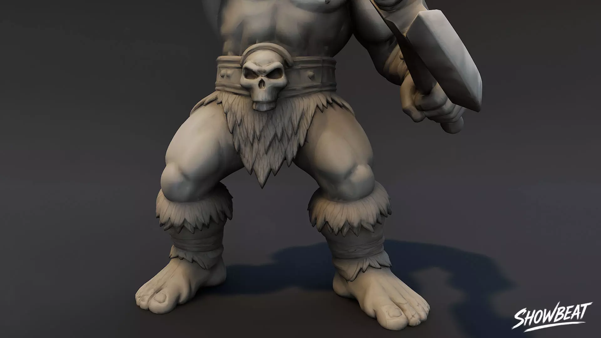 Ogre Warrior Victory Pose Statue Low-poly 3D model_6
